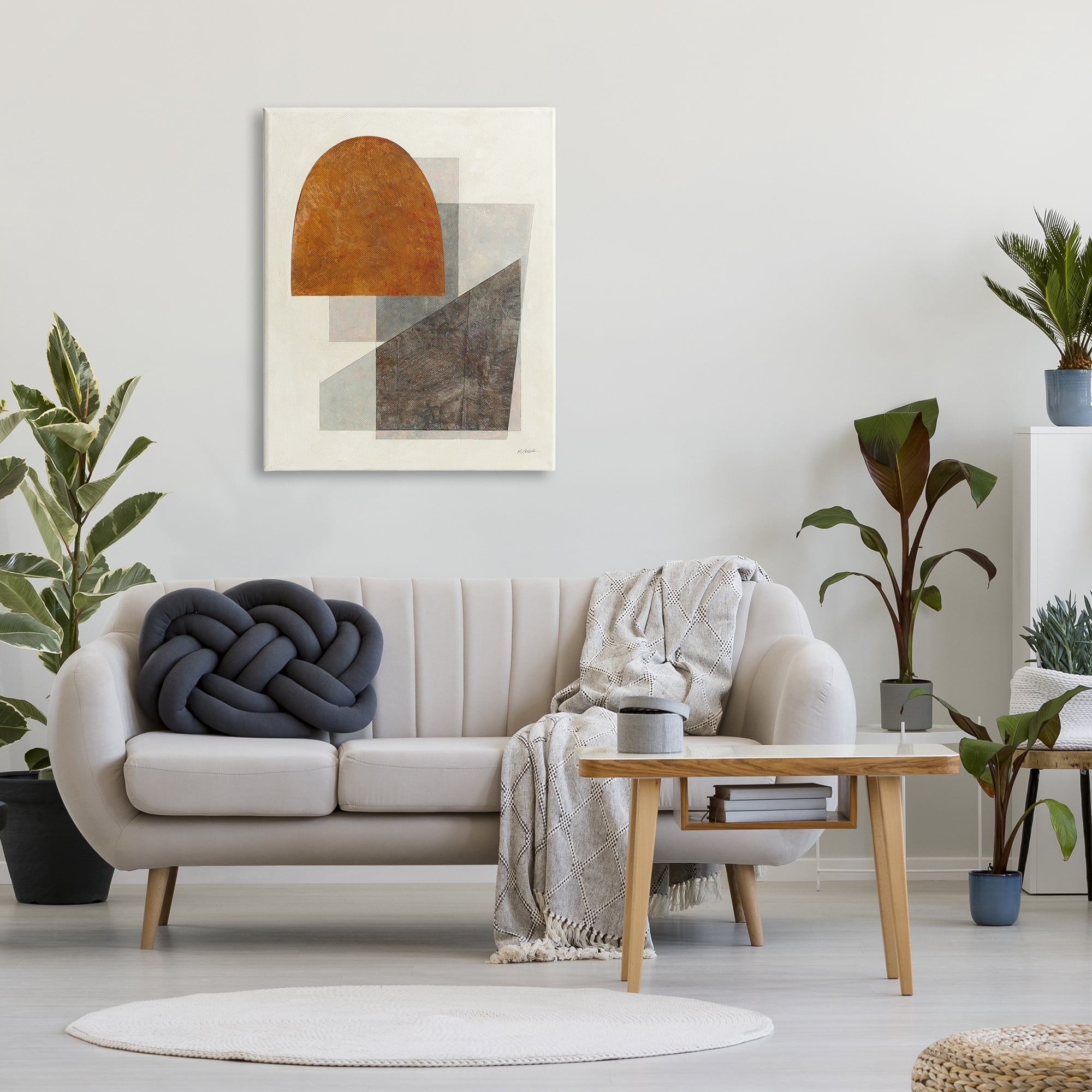 Stupell Industries Earthy Geometric Shapes Abstract Painting Gallery Wrapped Canvas Art Print Wall Art, 30 x 40
