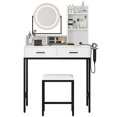 thumbnail image 4 of QinaQin Vanity Table with Mirror and Lights, 2 Drawers, Power Outlet and Stool for Bedroom Makeup, 4 of 8