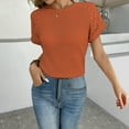 thumbnail image 2 of Clearance! Delayuji Womens Short Sleeve Tops Spring/Summer Splicing Fashion Round Neck Short Sleeve T Shirt for S Orange, 2 of 5
