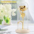 thumbnail image 1 of Cover Preserved Rose Flower LED Light With Glass Cover & Wooden Base Valentines'Day Wedding Gift, 1 of 8