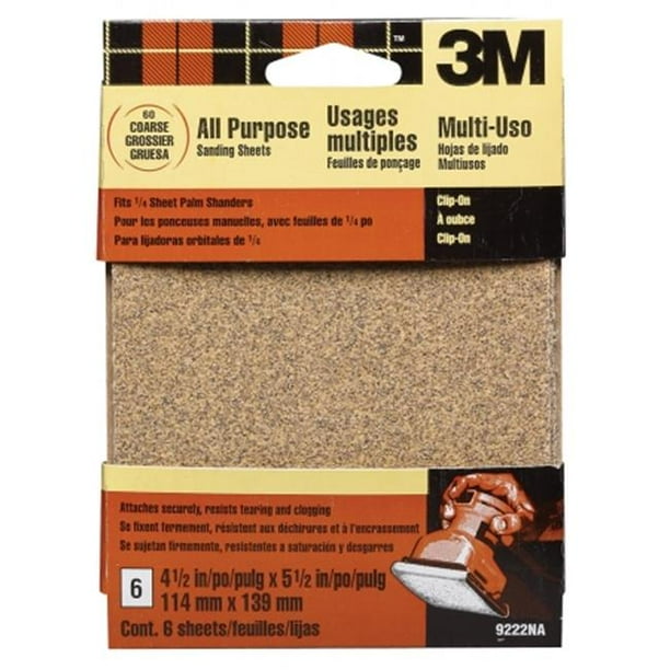 3m Coarse Palm Sander Sandpaper Sheets ClipOn 9222NA