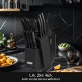 thumbnail image 6 of Kitchen Knife Set with block and Sharpener, 13 Pieces German Stainless Steel Knife Block Set for Chopping, Professional Chef Knife, Lightweight, Black Anti-slip Handle, Dishwasher Safe, 6 of 7