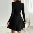 thumbnail image 6 of Women's Sweater Dress 2025 Fall Lightweight Long Sleeve Mock Neck A Line Fit and Flare  Knit Short Dresses, 6 of 6