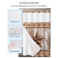 thumbnail image 4 of No Hook Shower Curtain with Snap-in Liner, Vintage Texas Star Wooden Waterproof Fabric Bathroom Curtains, Farmhouse Berry Country Bath Curtains & Mesh Top Window 72"x96" Extra Long, 4 of 9