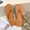 thumbnail image 3 of XIMIN Vegan Leather Flip Flops for Women Footwear - Memory Foam Flats Sandals for Women 2025 - Lightweight Sandals Summer Beach Essentials Slides (8, A), 3 of 4