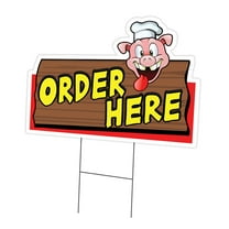 Order Here Pig Sign 12" x 16" Yard Sign & Stake | Advertise Your Business | Stake Included Image On Front Only | Made in The USA