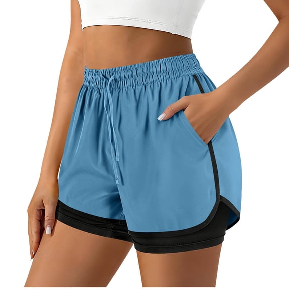 REALiKUN 2 in 1 Running Shorts for Women Athletic Shorts with Liner High Waist Gym Yoga Workout Casual Summer Quick Dry Short