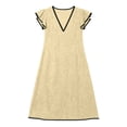 thumbnail image 4 of ClodeEU Women's V Neck Ruffle Sleeve Midi Dress,Casual A Line Loose Sundress with Pockets Yellow,Women's Plus S, 4 of 5