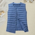 thumbnail image 2 of Women's Quilted Puffer Vest Lightweight Packable Cropped Down Jacket Sleeveless Button Up Outerwear Winter Clothes (XL, Blue), 2 of 4