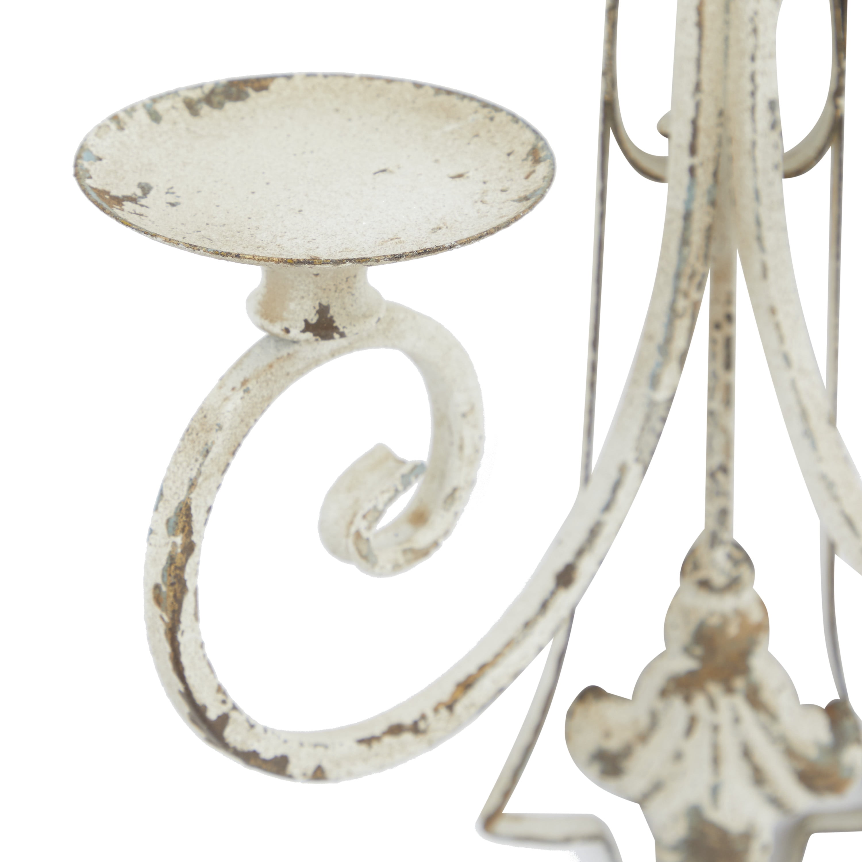 DecMode 5"W, 24"H Metal French Country Wall Sconce, White, 1-Piece