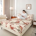 thumbnail image 4 of Castle Fairy Teenagers Red Sparrows 3pcs Twin Sheet Sets,Tree Branches Twin Fitted Sheet,Merry Christmas Breathable Flat Sheet,Super Cozy Room Decor, 4 of 7