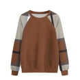 thumbnail image 2 of Uootdi Sweatshirt for Women Long Sleeve Tops for Women Patchwork Crewneck Raglan T-Shirts Womens Gift Tops Casual Fall Loose Dr essy, 2 of 3