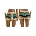 thumbnail image 3 of Women Crochet Hollow-Out Sarongs Contrast Stripe See-Through Knit Beach Shorts Summer Bikini Bottoms Cover Up, 3 of 10