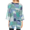 thumbnail image 2 of Sakkas Matia Women's Casual Summer Cotton Long Sleeve Print Loose Tunic Top Blouse - 19923-blue - L/XL, 2 of 5