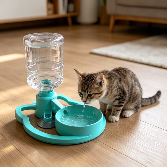 Automatic Pet Water Dispenser, No-Filter Cat Water Fountain with Suction Cup Base, Stable Non-Slip Drinking Bowl for Indoor Cats, Hassle- Hydration Station