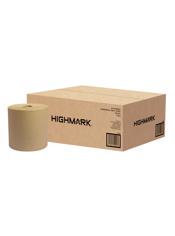 Highmark Hardwound Paper Towels, 8" x 800', 100% Recycled, Natural, Case Of 6 Rolls