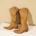 thumbnail image 4 of Women Mid-calf Cowboy Boots Pointy Toe Boot Western Cowgirl Boots Chunky Heels Studded Wide Calf Boots, 4 of 6