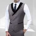thumbnail image 2 of FRSASU Mens Double Breasted Suit Vest, Stylish Color Block Slim Fit formal Business Dress Waistcoat for Tuxedo Prom Wedding Gray, 2 of 3