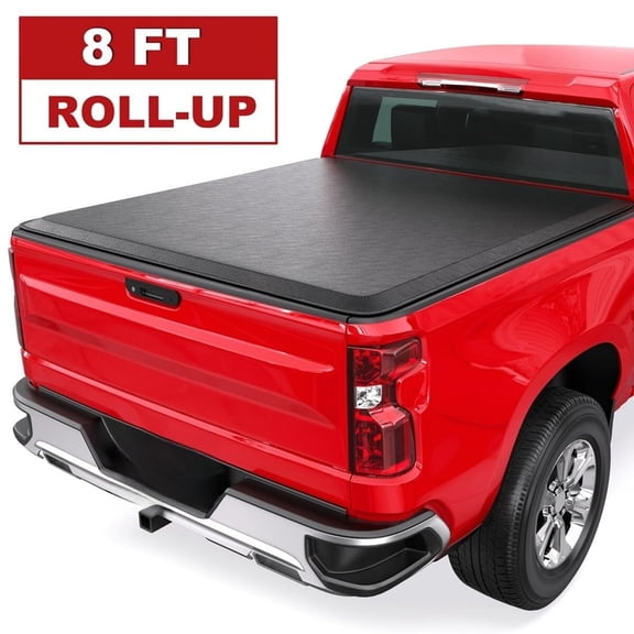 Suitable for Soft Roll Up Tonneau Cover Replacement for 1988-2007 Chevy Silverado GMC Sierra 8FT Black Pickup Truck Bed Cover with Led Light