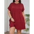 thumbnail image 4 of SIEANE Womens Plus Size Dress Casual Loose T-Shirt Dress with Pockets 1X-5X, 4 of 6