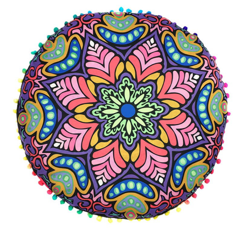 Mandala Tie Dye Peace Sign Pillow Cover Art Boho Round Floor Cushion With Insert 