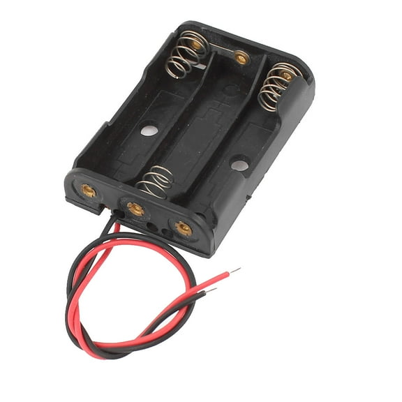 Black Plastic Wires Shell Holder Case Box for 3 x 1.5V AAA Battery
