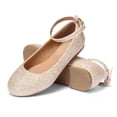 thumbnail image 5 of Bocca Girl's Golden Glitter Ballet Flat Ankle Strap Ballerina Flat Shoes Size 13, 5 of 7