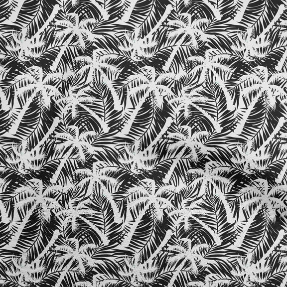 oneOone Polyester Spandex Black Fabric Tropical Palm Tree Diy Clothing Quilting Fabric Print Fabric By Yard 56 Inch Wide