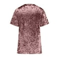 thumbnail image 5 of ZKCCNUK Women's Tops Crew Neck Velvet Tops Short Sleeve T-Shirt Casual Fashion Blouse, 5 of 8