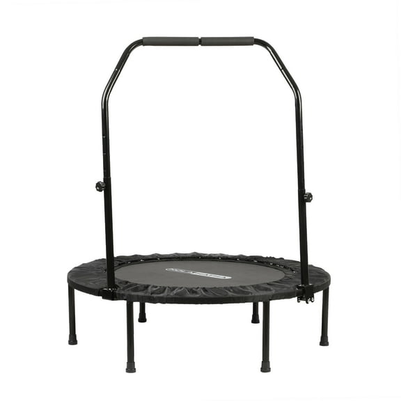 HolaHatha 40 Inch Foldable Mini Trampoline with Adjustable Handle, Black