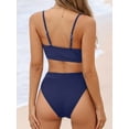 thumbnail image 2 of Cupshe Women's Bikini Set Two Piece Swimsuits High Waisted Scoop Neck Spaghetti Adjustable Straps Textured, Size XS-XL, 2 of 6