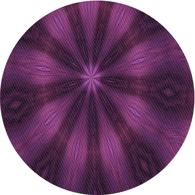 Ahgly Company Machine Washable Indoor Round Transitional Pink Plum Purple Area Rugs, 7' Round
