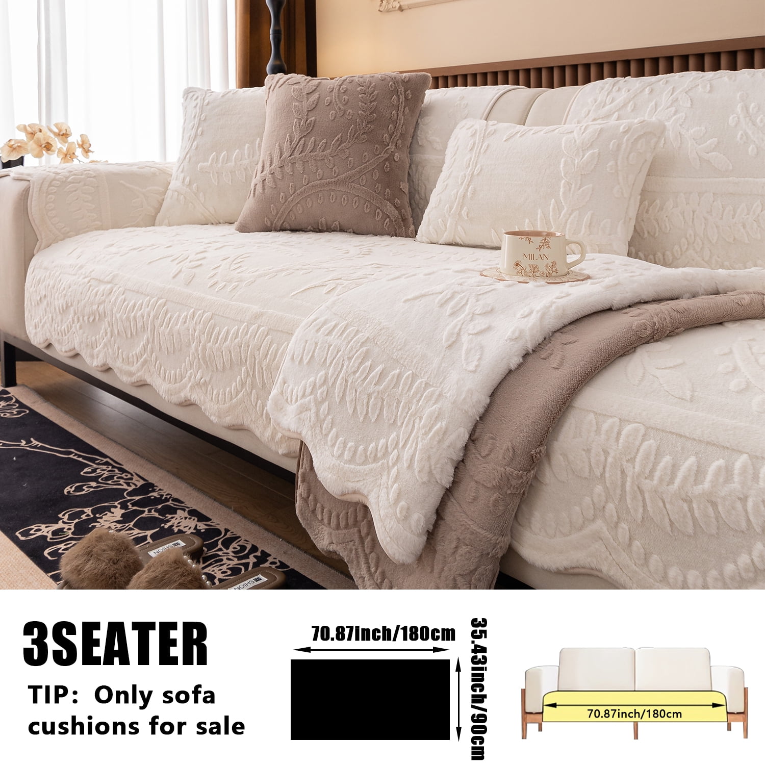 Thickened Anti-Slip Sofa Cover Scratch-Resistant & Wear-Resistant Pet-Friendly Design Soft Fabric Living Room Use Machine Washable Sofa Protector