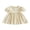 Khaki, variant on BemeyourBBs Kids Toddler Baby Girl Summer Cotton Linen Dress Clothes Puff Short Sleeve Ruffle Crew Neck Solid A-line Dress
