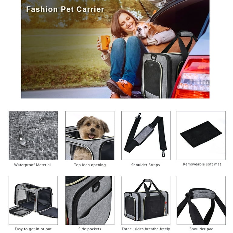 Cat Carrier Airline Approved Pet Carrier Foldable Soft-Sided Dog Carrier for 17 lbs Small Medium Cats Dogs Travel Bag, Size: 15.7L x 11.4W x 11.4H