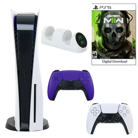 Sony PlayStation 5 Core Console with Call of Duty: Modern Warfare II with Dual Charger and DualSense Controller in Galactic Purple