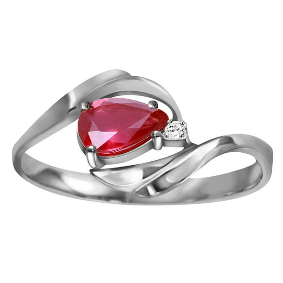 Galaxy Gold 0.61 ct 14k White Solid Gold Ring Pear Shape Ruby Round Diamond (White-Gold, 6)
