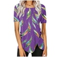 thumbnail image 2 of GiliGiliiso Women's Casual Round Neck Button Printed Short Sleeve Blouse, 2 of 5