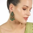 thumbnail image 2 of Boho Chandellier Jhumka Statement Dangle Earrings for Women Vintage Large Flower Ball Bead Tassel Drop Dangling Earring Indian Bollywood Jewelry Holiday Festival Christmas, 2 of 10