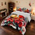 thumbnail image 3 of Manfei Cardinal King Size Comforter Sets Winter Comforters King Size, Turquoise White 3-Pieces 1 Comforter and 2 Pillowcases, Gray Reversible, 3 of 6