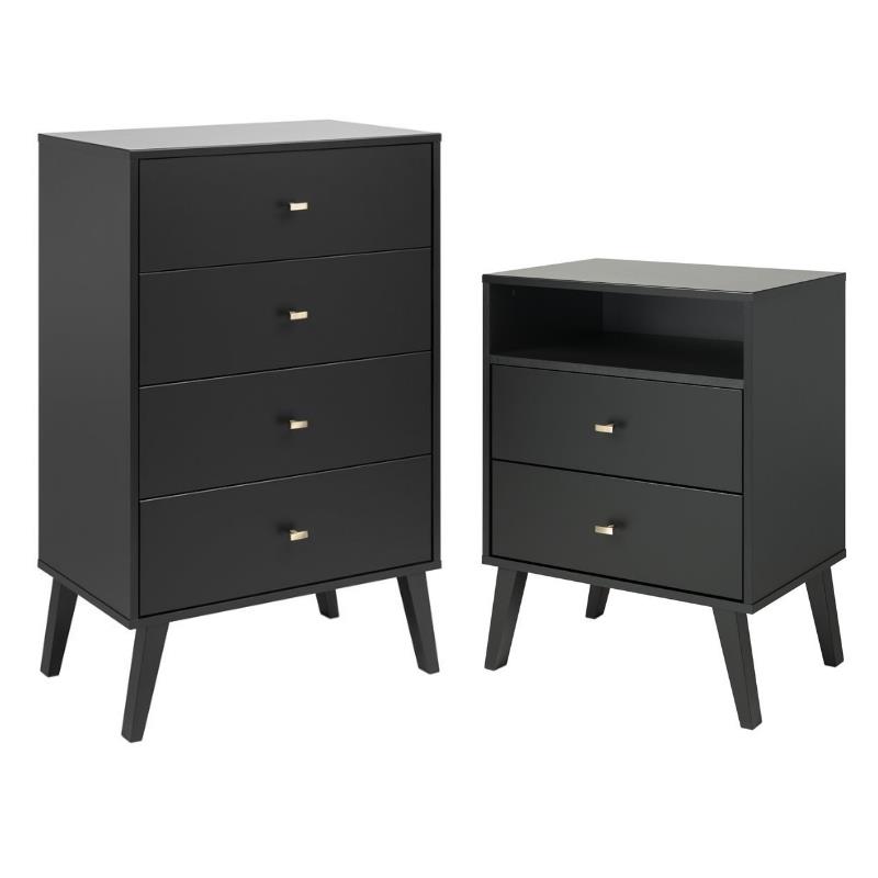 Home Square 2Piece Set with 2Drawer Tall Nightstand and 4Drawer