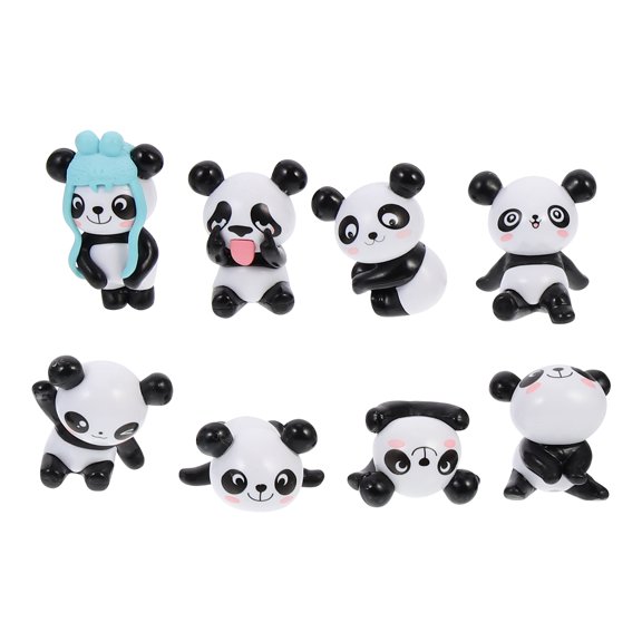 FONDOTIN 8-Piece Cartoon Panda Decorations Set for Birthday Parties and Unique Occasions in Black