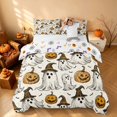 thumbnail image 3 of Homewish Halloween Witch Ghost Duvet Cover Queen, Retro Pumpkin Bat Queen Bedding, Cream Orange Black, Pumpkin Bat Reversible 3 Pieces, 1 Duvet Cover and 2 Pillowcases, 3 of 7