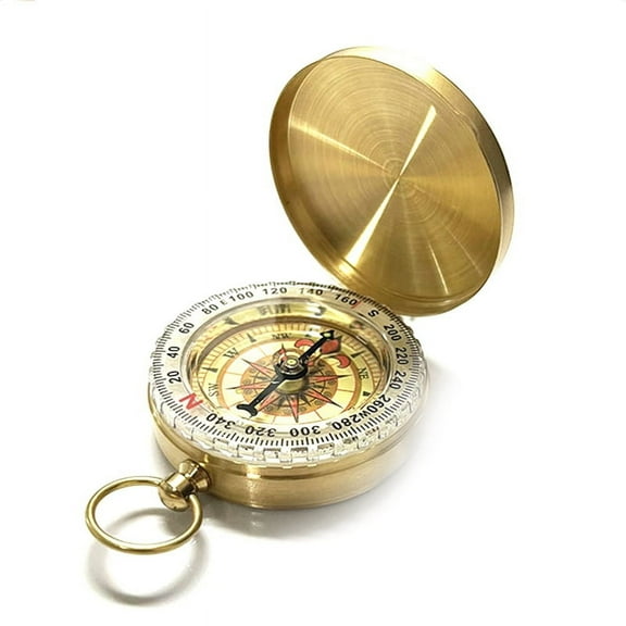 Classic Pocket Style Copper Clamshell Glow Compass, Waterproof Luminous for Hiking Camping Hunting Climbing Outdoor,1 x Compass,Gold