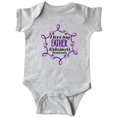 

Inktastic I Love My Father Alzheimer s Awareness with Purple Hearts Gift Baby Boy or Baby Girl Bodysuit