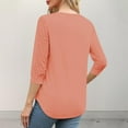 thumbnail image 6 of Otntypg Women's Dressy Business Casual Tunic Tops 3/4 Length Puff Sleeve Lace Crochet Eyelet Crewneck Ruched Pleated Solid Color T Shirts 2025 Summer Work Blouses Orange XXL, 6 of 9