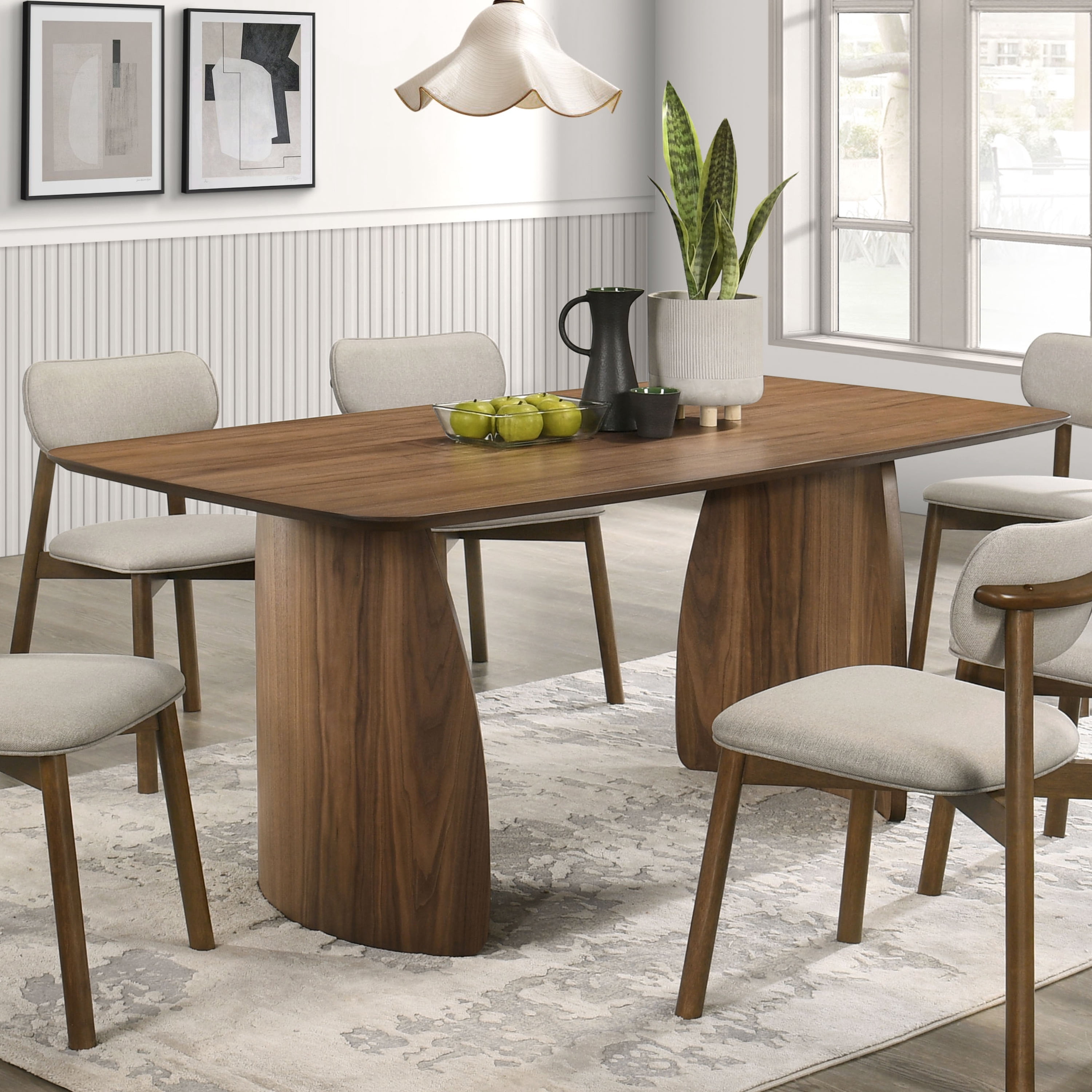 Furniture of America Erik 71" Trestle Dining Table, Walnut
