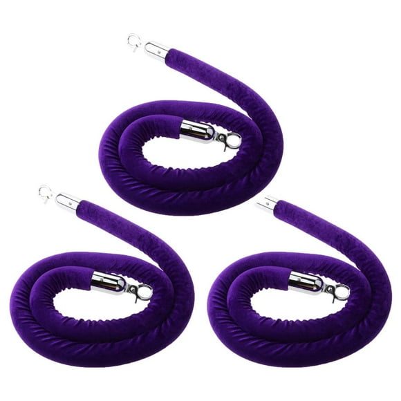 Cuerda de barrera púrpura Zulema Velvet Queue Rope con soporte de material acero inoxidable plateado
