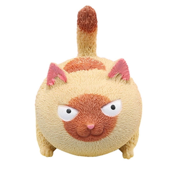Squeezy Toys Cute Cat Shaped Stress Relief Balls Decompression Toys for Kids and Adults Yellow