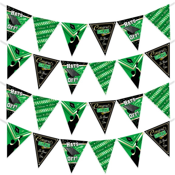 Green Graduation Banner Pennant 2 Pack - Green Graduation Party Decorations